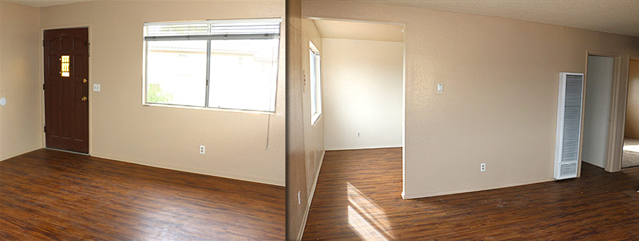 Living room of two-bedroom apartment on Brisco Rd.